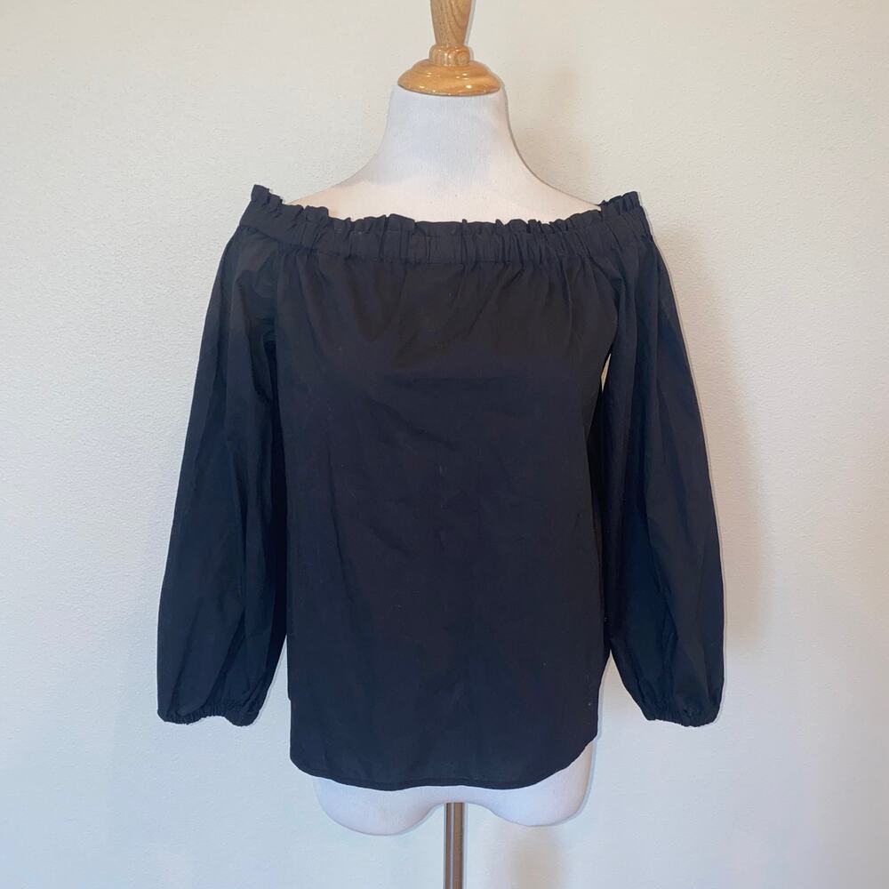 J Crew Black  Long Sleeve Off The Shoulder Top G2654 size 6